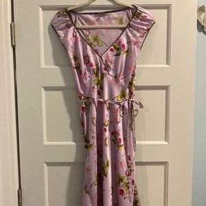 Pink Floral Betsey Johnson Midi Dress Size 10